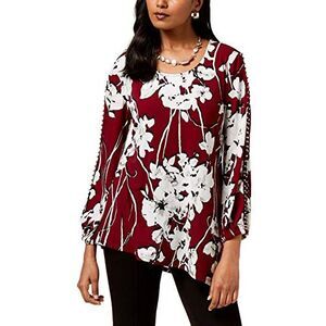 JM Collection Petite Split Sleeve Studded Tunic